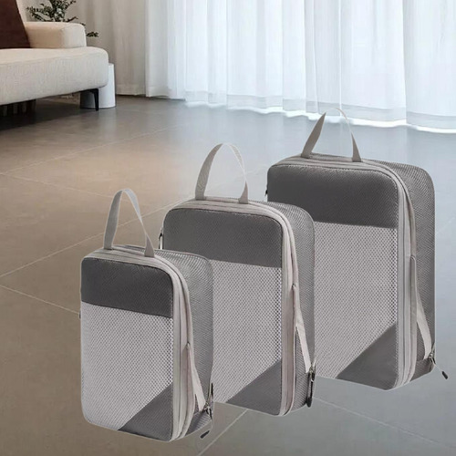 3 Pçs Conjunto De Saco De Armazenamento De Cinza