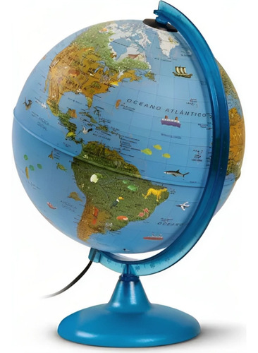 Globo Terrestre Iluminado 25cm Arca De Mesa Quarto Infantil 