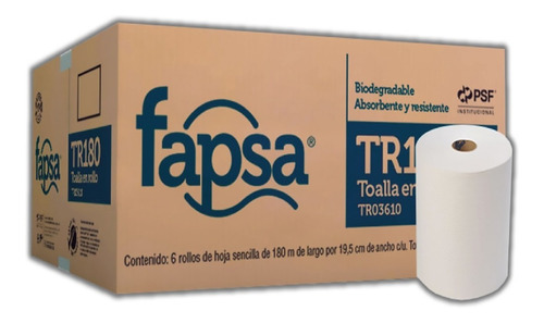 4 Cajas De Toalla En Rollo Fapsa 180 Mts Por Bobina