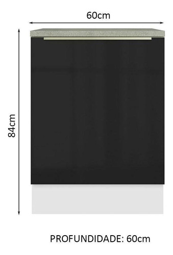 Gabinete Bajo Cocina Madesa Lux 60cm Con Encimera Color Blanco/Negro