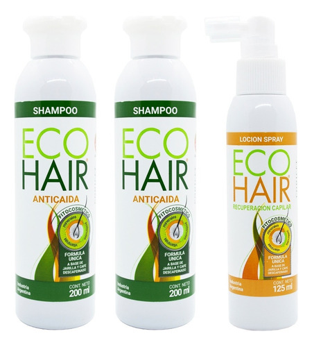 Eco Hair Anticaída Kit 2 Shampoo X 200 + 1 Loción X 125