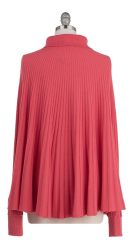 Imagen 4 de 8 de Poncho Capa Cuello Alto Plisado Mangas Boho Chic Stretch.