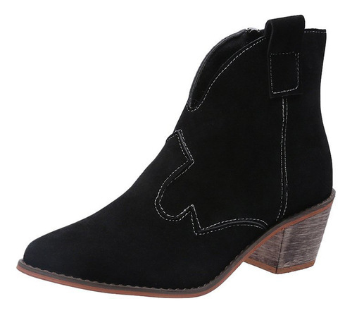 F Zapatos Casuales De Color Sólido Para Mujer, Botas Puntiag