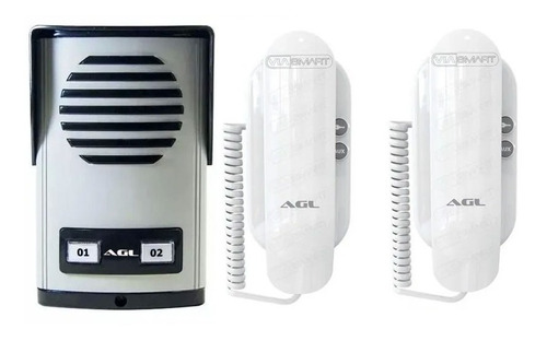 Kit Interfone Porteiro Eletrônico Coletivo De 2 Pontos - Agl