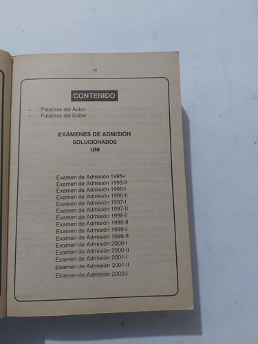 Libro Solucionario Exámenes De Admisión Uni 1995 -1 A 2002-1 (Usado)