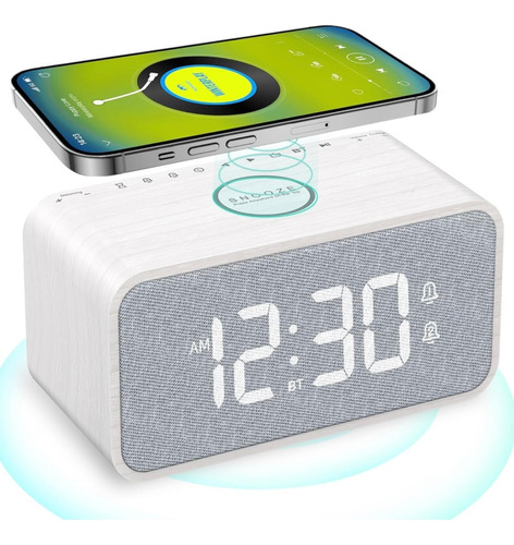 Reloj Despertador Dual Con Radio Fm, Bluetooth, Control De