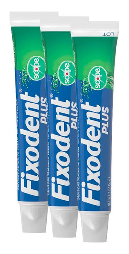 Fixodent Plus Adhesivo Para Prótesis Dental Menta Pack X 3