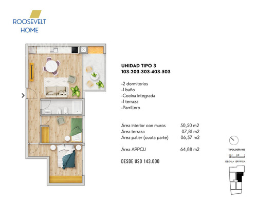 Venta: 1-2-3 Dormitorios Rooselvelt Home Salaya Romera 