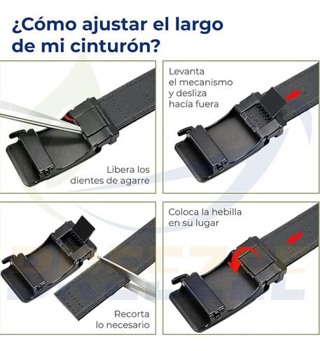 Cinto Con Hebilla De Ajuste Automático .my Best Belt Negro Unico (125 Cm)