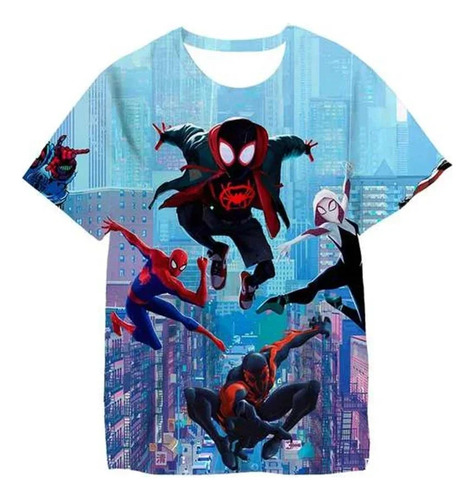 Camiseta Infantil De Manga Corta Con Estampado 3d Spiderman