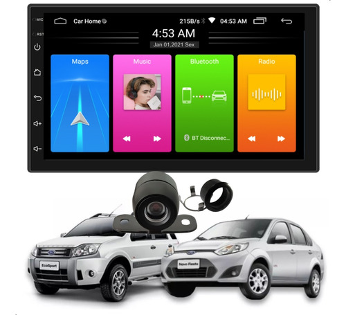Kit Multimídia Roadstar Android Fiesta Ecosport Cam Moldura
