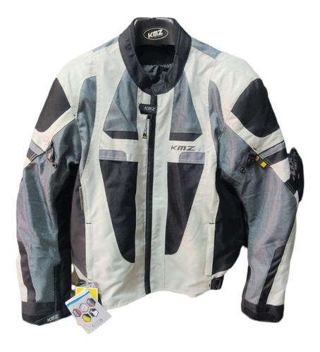 Chaqueta Moto! Marca Kmz Racer Gris/negro Protecciones. 