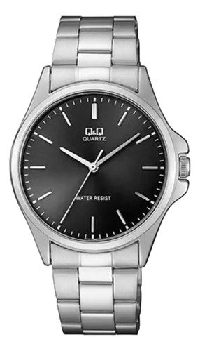 Reloj Q&q Analogo Malla Acero Inox Fondo Negra Qa06j212y  