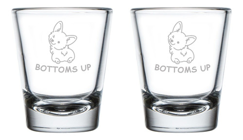 2 Vaso Chupito 1.75 Onza Forma Corgi Trasero Divertido