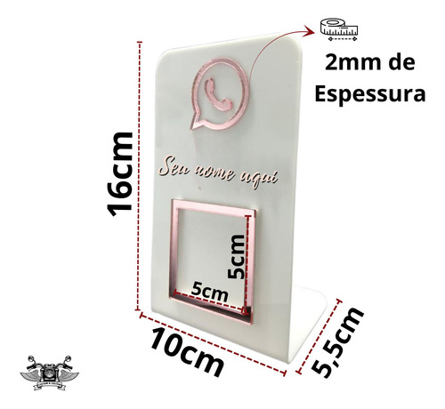 Placa Qr Code Whatsapp Personalizada Display Branco Com Rose