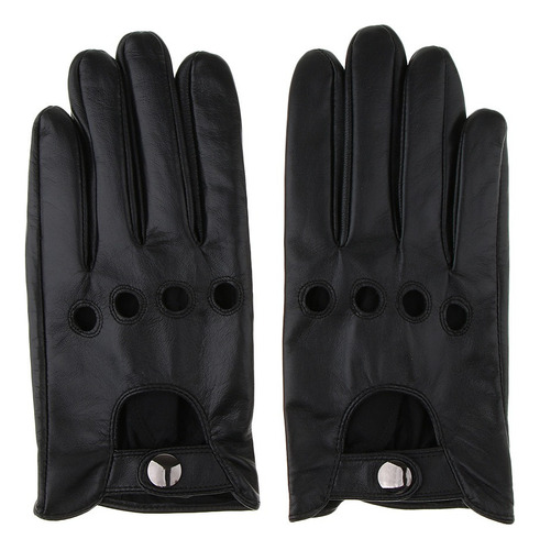 Hombres Retro Negro De Cuero Real Guantes De Conducción