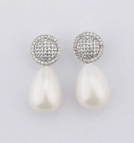 Imagem 3 de 5 de Brincos Perola Para Noiva Festa Banhado Ouro Branco