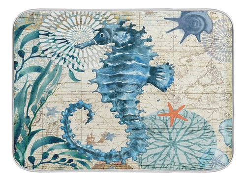 Alfombrilla Para Secar Platos Ocean Seahorse Para Encimer...