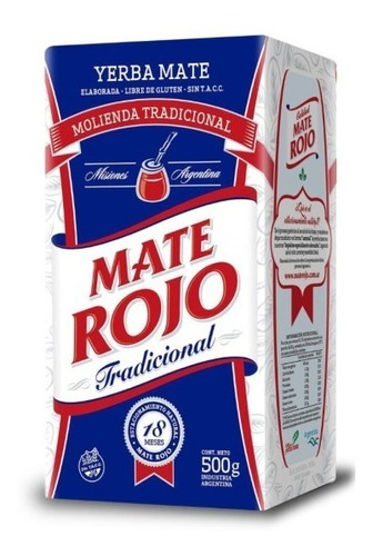 Yerba Mate Rojo Tradicional X 10 Unidades De 1/2kg