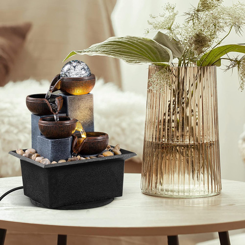 Fuente Cascada 4 Niveles Interior Hogar Relax Rocas Led Bola