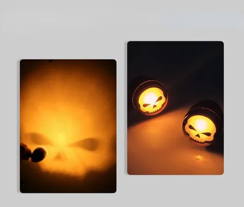Luz Giro Calavera Metal Señal Giro Retro Motocicleta