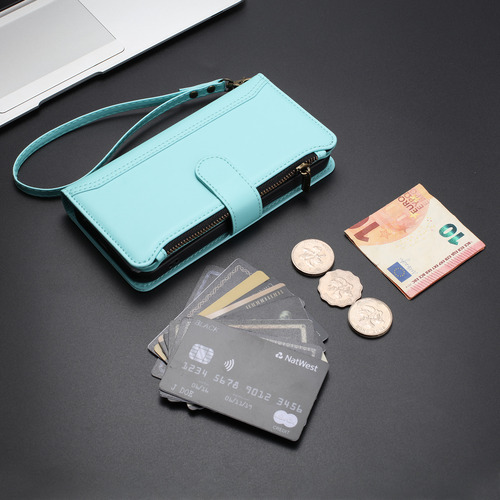 Funda Tipo Cartera De Piel Con Cierre De 9 Ranuras Para Huawei Nova Y70/y90, 6 Colores, Función Atril, Desmontable, Correa De Muñeca