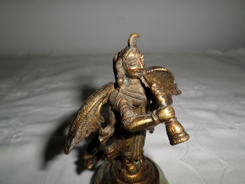 Antigua Figura Hindu Garuda De Bronce Policromado Indonesia