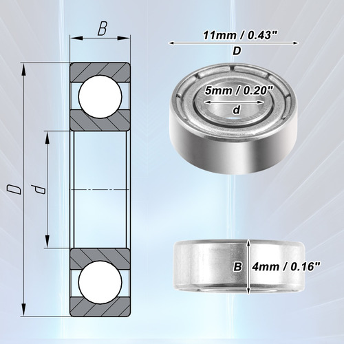10 Piezas Mr115zz Balls, 5 X 11 X 4 Mm