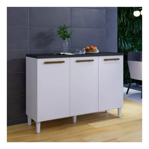 Armário Arte Móveis Balcão Vega cozinha multiuso casa serviço 3p resistente cor branco