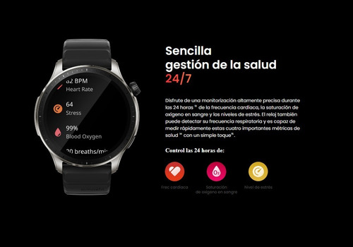 Imagen 6 de 7 de Smartband Amazfit GTR 4 Sport 1.43", malla superspeed black y bisel plateado