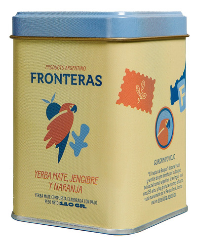 Latita De Yerba Orgánica Fronteras 500gr. Jengibre Y Naranja