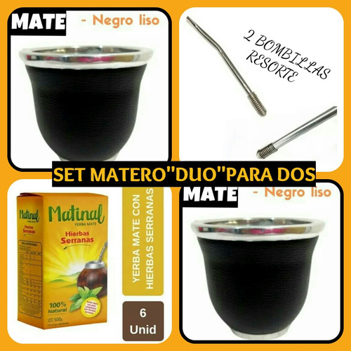 New!set Mate Duo Para Dos! 2 Mates+2 Bombillas+yerba Mate+fi