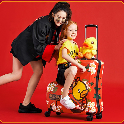 Imagen 5 de 8 de Bolso Maleta Viaje Niños Con Asiento Diseño Floral B.duck