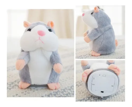 Peluche Que Habla Motorizado Hablador Talking Hamster Gris