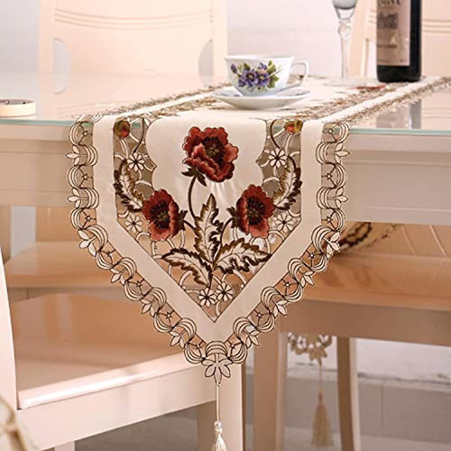 Beautilife Vintage European Flower Lace Runner De Mesa Elega