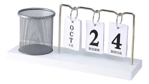 Calendario De Escritorio Con Portalápices Calendario Plata