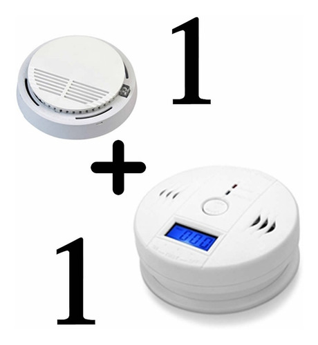 1 Alarma Detector De Monóxido De Carbono + 1 Sensor Humo