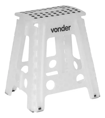 Banqueta Plástica Multiuso Dobrável 45cm 150kg Vonder Branco Branco