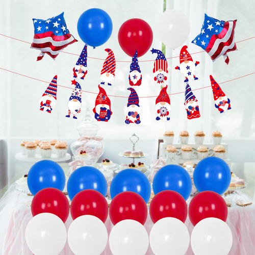 22 Piezas Decoraciones Patrióticas Globos Bandera Enana C