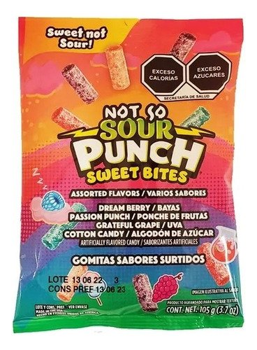 4 Pzas Gomitas Sour Punch Agridulces 105 G