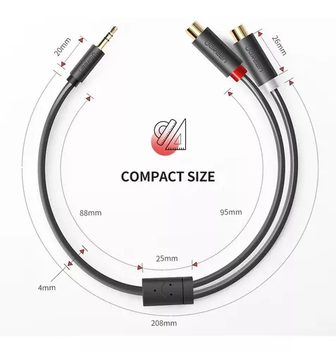 Cable Audio Ugreen Jack 3.5mm Macho A 2rca Hembra 25cm