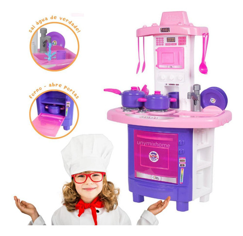 Cozinha Infantil Completa Com Água De Verdade - Rosa