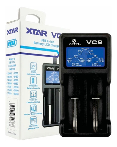 Cargador De Baterias Li-ion Ni-mh 18650 Etc Xtar Vc2 Usb