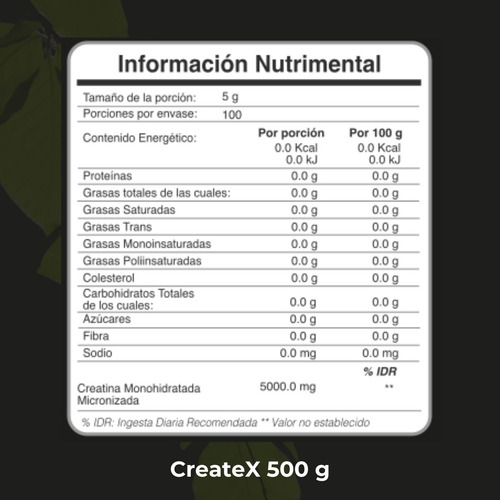 Biobo Labs Enerfit Createx 500gr Creatina Sabor Sin Sabor