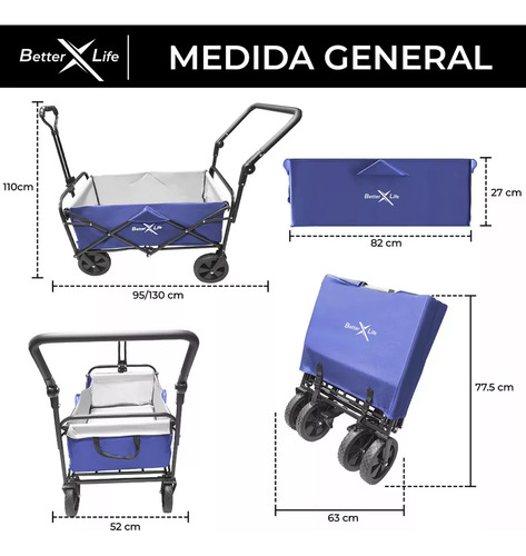 Multipurpose With Universal Wheels Folding Wagon Cart Gti
