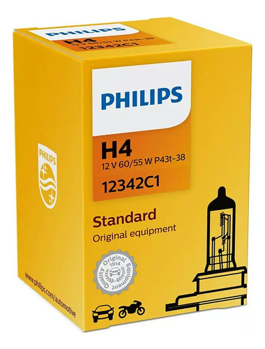 Bombillo Philips 12342c1 H4 12v 60/55w Para Autos Y Motos