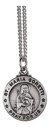 Santa María Goretti - Collar Con Medalla De Peltre Con Tarje