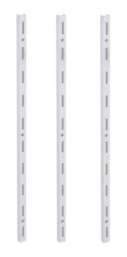 Trilho Cremalheira Simples Branco Para Prateleira 150cm-kit3