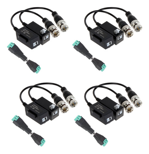 Kit 4 Par Transceptores Balun 4 Par Corriente Dahua Cctv Fhd