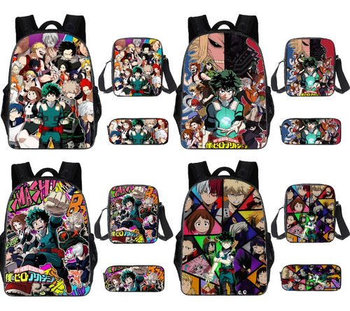 3 Juegos De Mochila My Hero Academia+estuche Bandolera